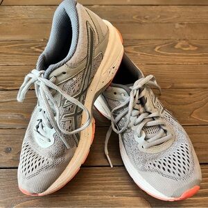 Asics Women's GT-1000 Gray & Orange Running Athletic Shoes.   Size: 7 GUC